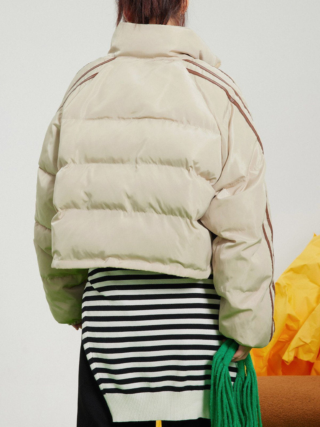 AlanBalen® - Striped Cropped Winter Coat AlanBalen