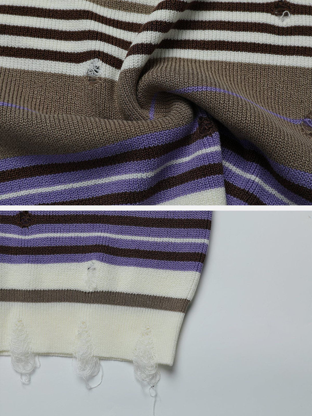 AlanBalen® - Striped Raw Edge Knit Tee AlanBalen