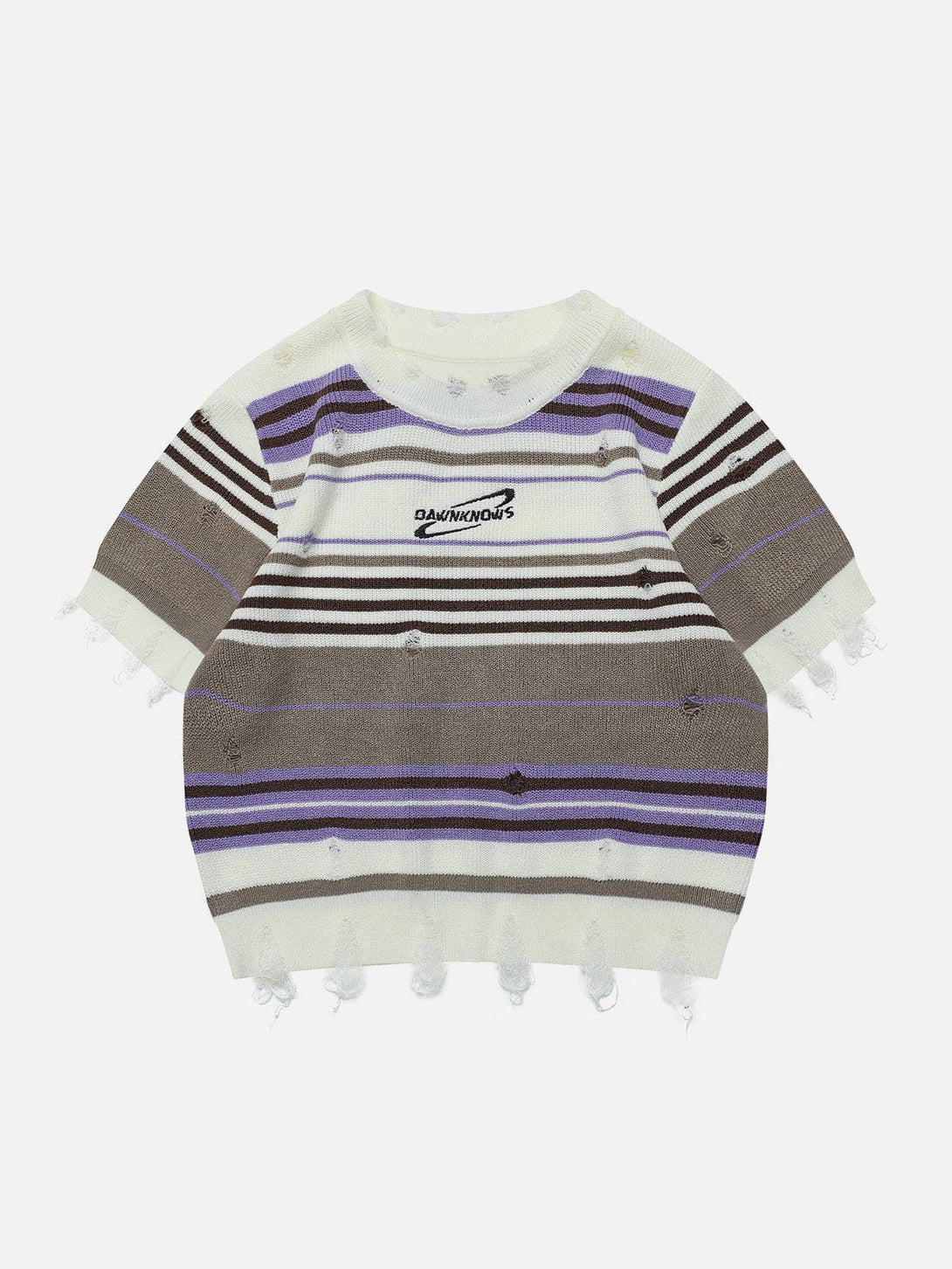 AlanBalen® - Striped Raw Edge Knit Tee AlanBalen