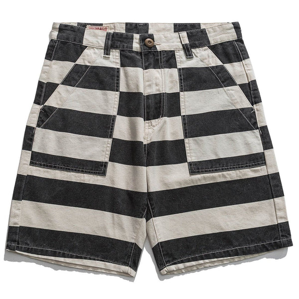 AlanBalen® - Striped Workwear Casual Shorts AlanBalen