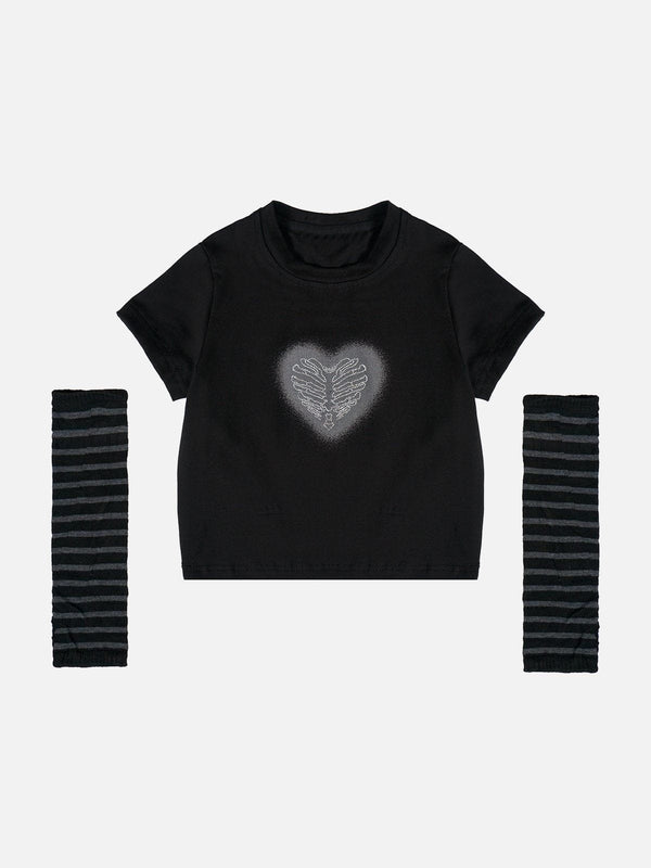 AlanBalen® - Stripes Heart Print Tee AlanBalen