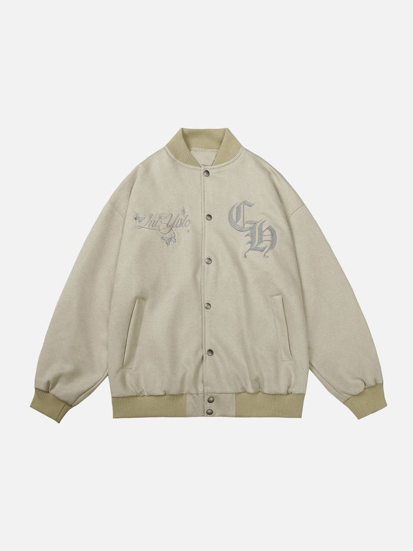 AlanBalen® - Suede Embroidered Varsity Jacket AlanBalen