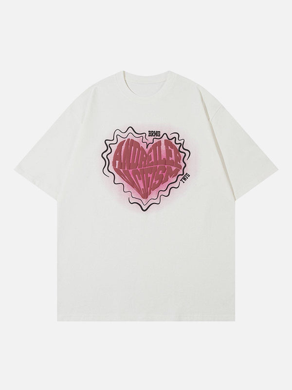 AlanBalen® - Suede Foam Heart Print Tee AlanBalen