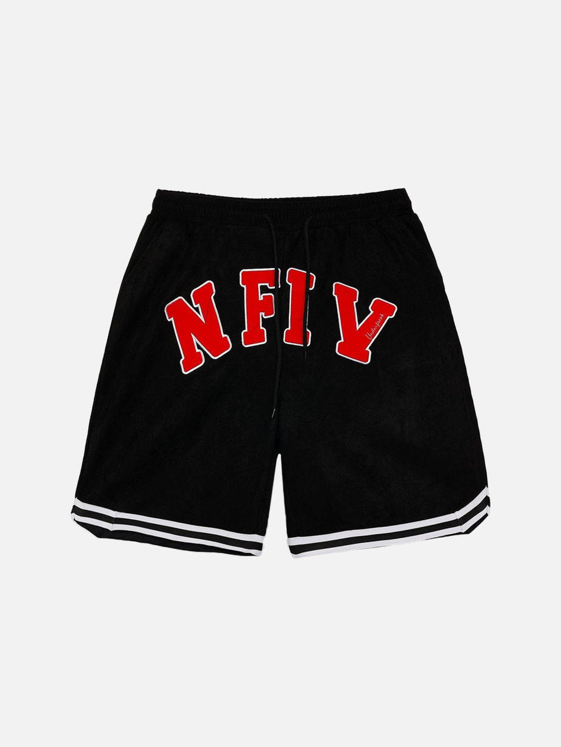 AlanBalen® - Suede "NFIV" Letters Print Shorts AlanBalen