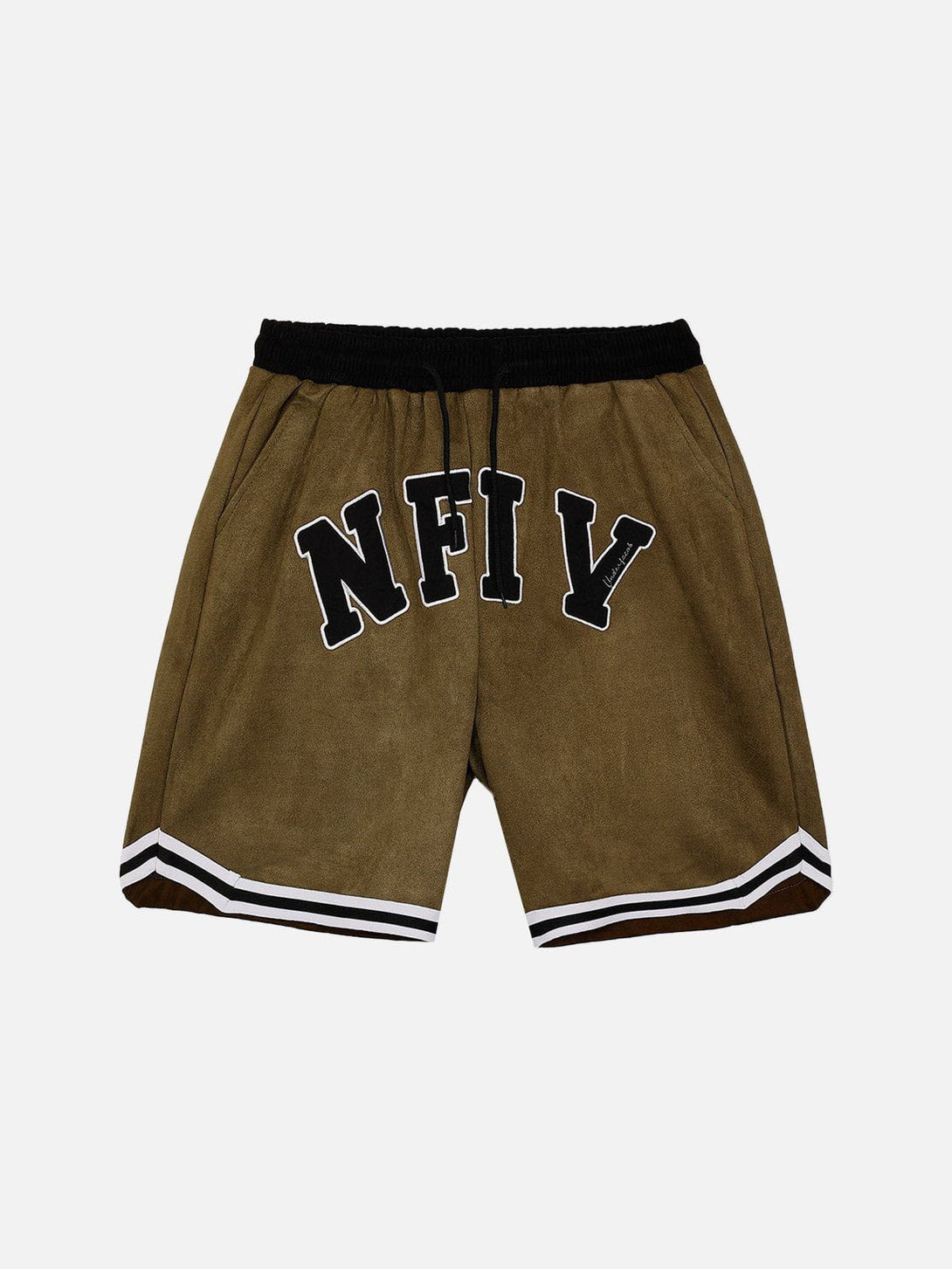 AlanBalen® - Suede "NFIV" Letters Print Shorts AlanBalen