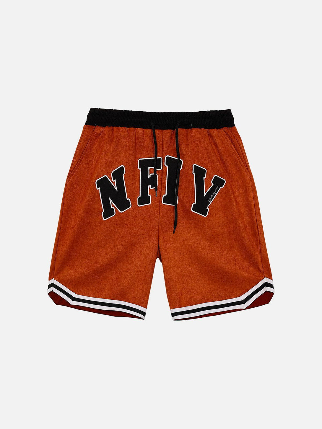 AlanBalen® - Suede "NFIV" Letters Print Shorts AlanBalen