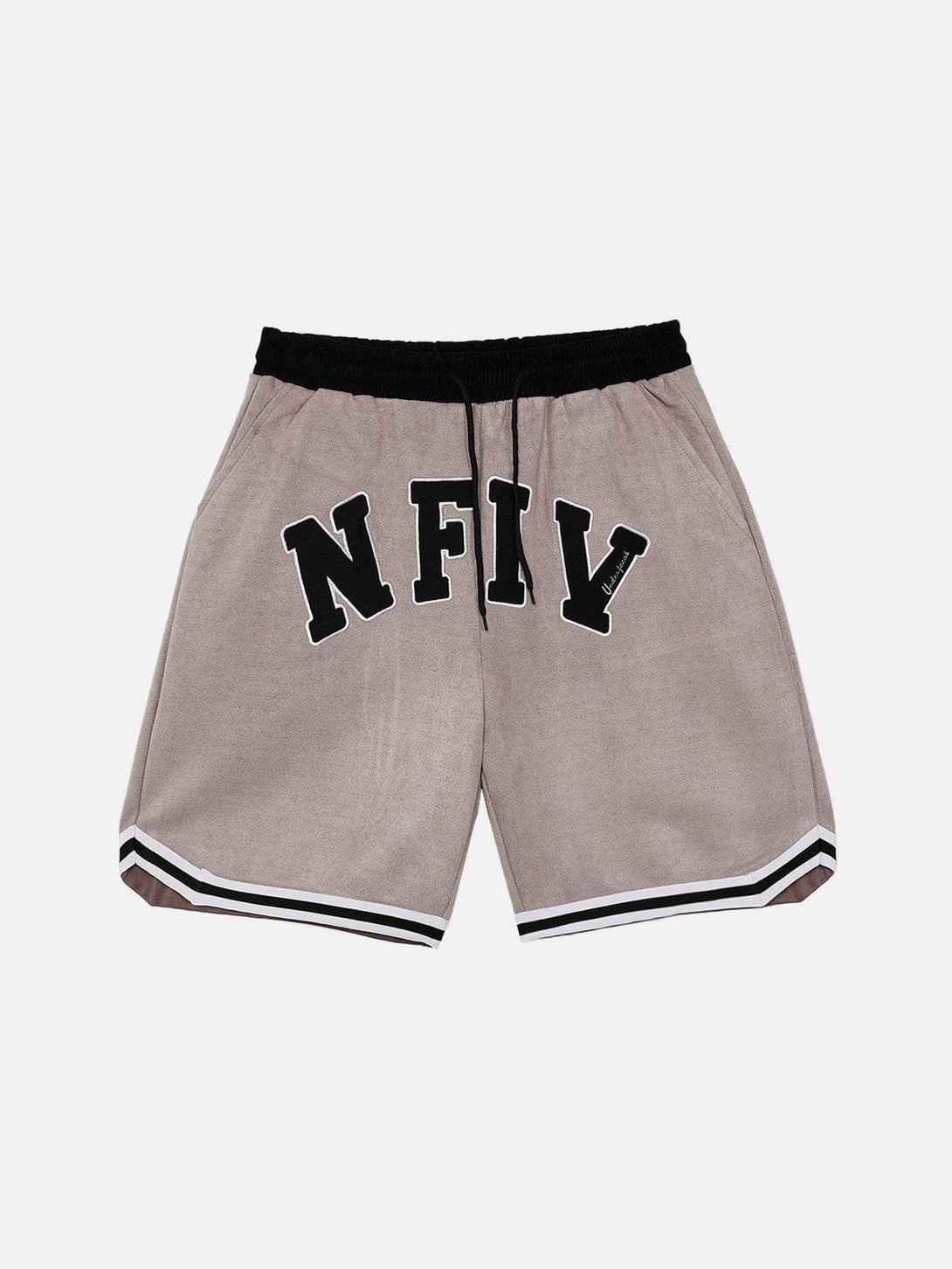 AlanBalen® - Suede "NFIV" Letters Print Shorts AlanBalen