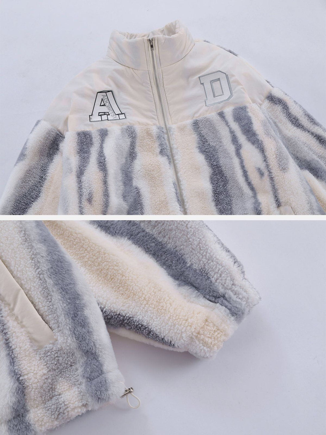 AlanBalen® - Tie-dye Striped Patchwork Sherpa Coat AlanBalen