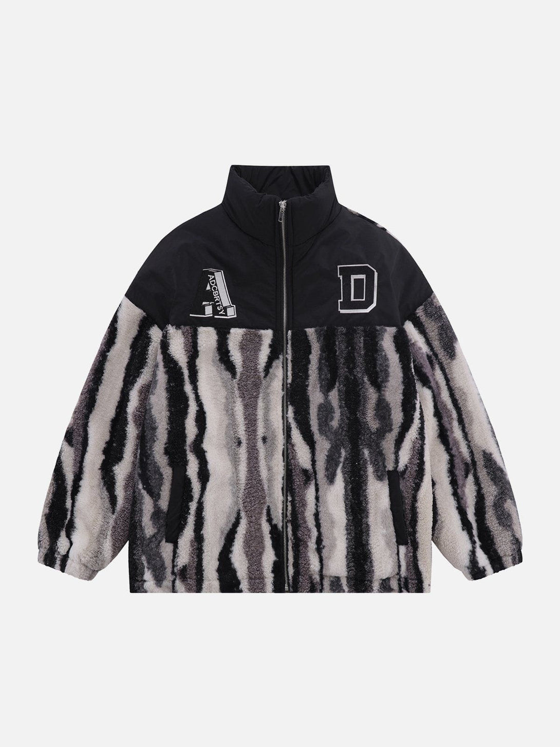 AlanBalen® - Tie-dye Striped Patchwork Sherpa Coat AlanBalen