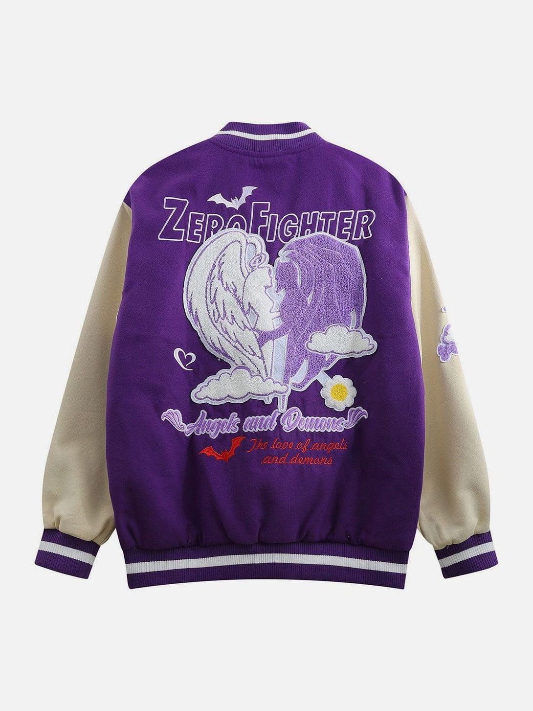 AlanBalen® - Towel Embroidered Angel Demon Varsity Jacket AlanBalen