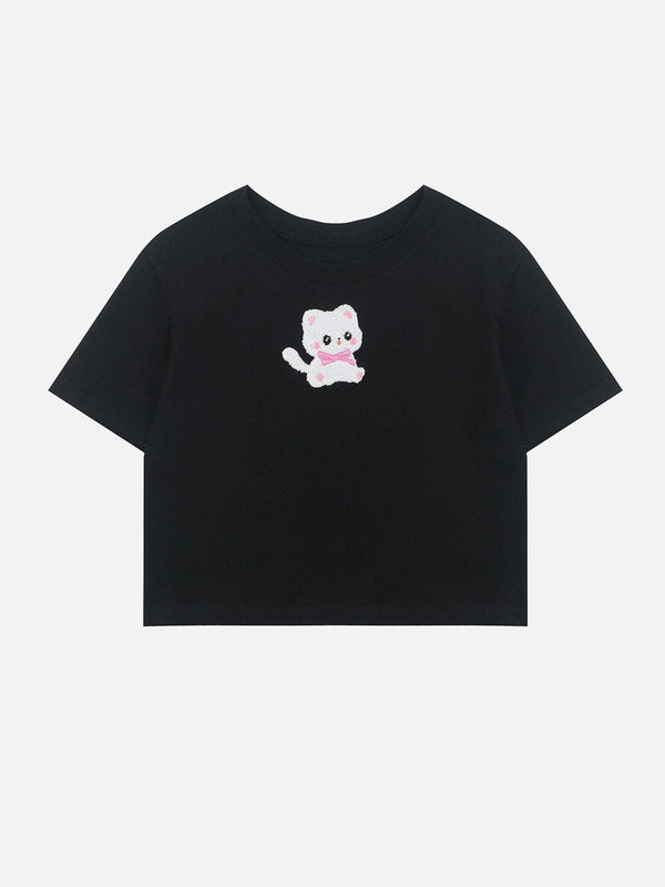 AlanBalen® - Towel Embroidery Cat Print Tee AlanBalen