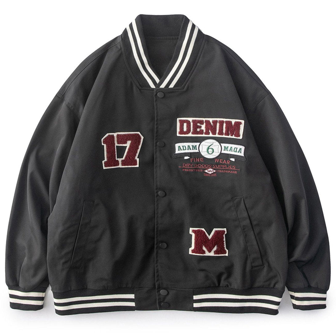 AlanBalen® - Towel Embroidery Label Varsity Jacket AlanBalen