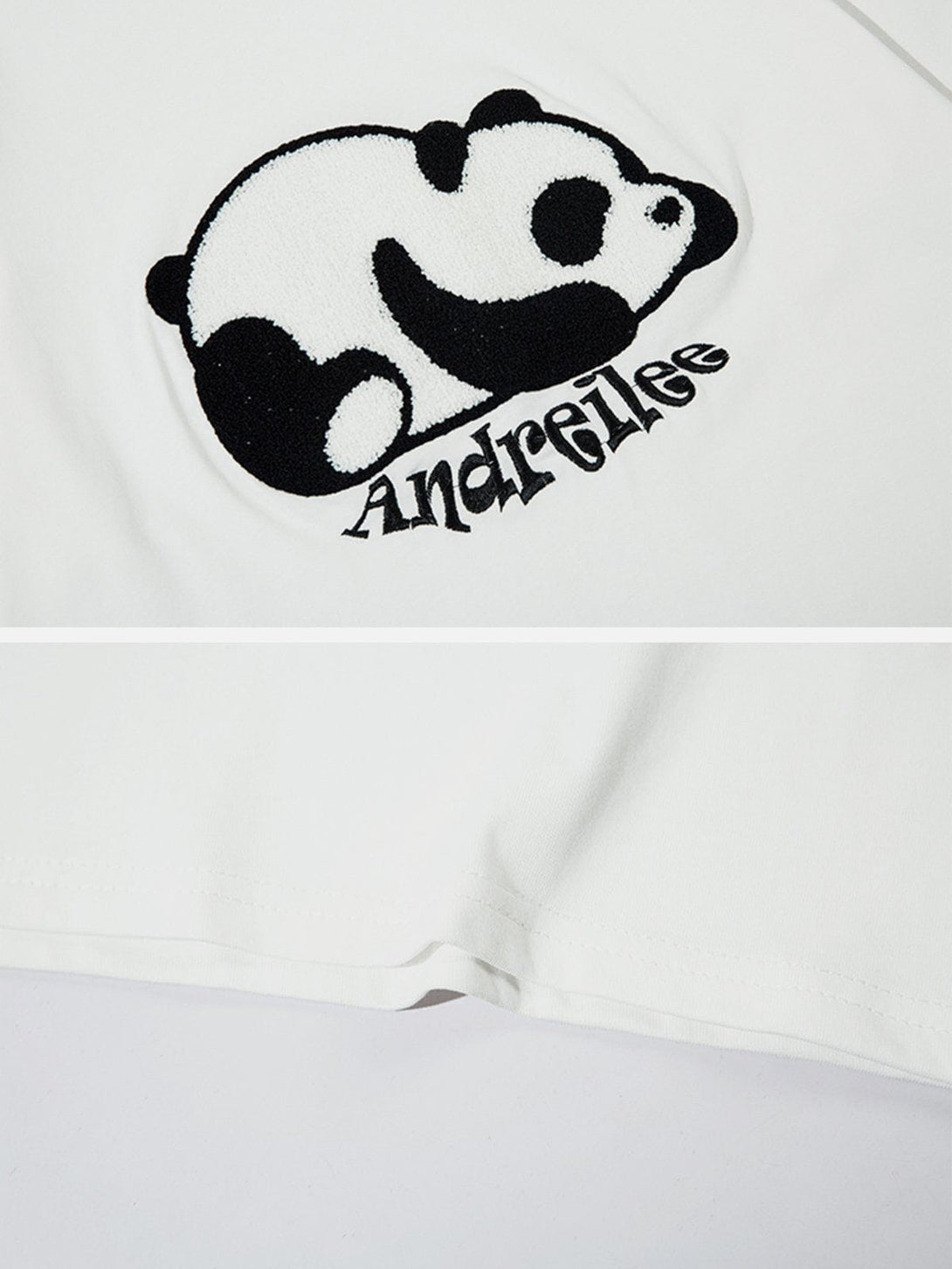 AlanBalen® - Towel Embroidery Panda Print Tee AlanBalen