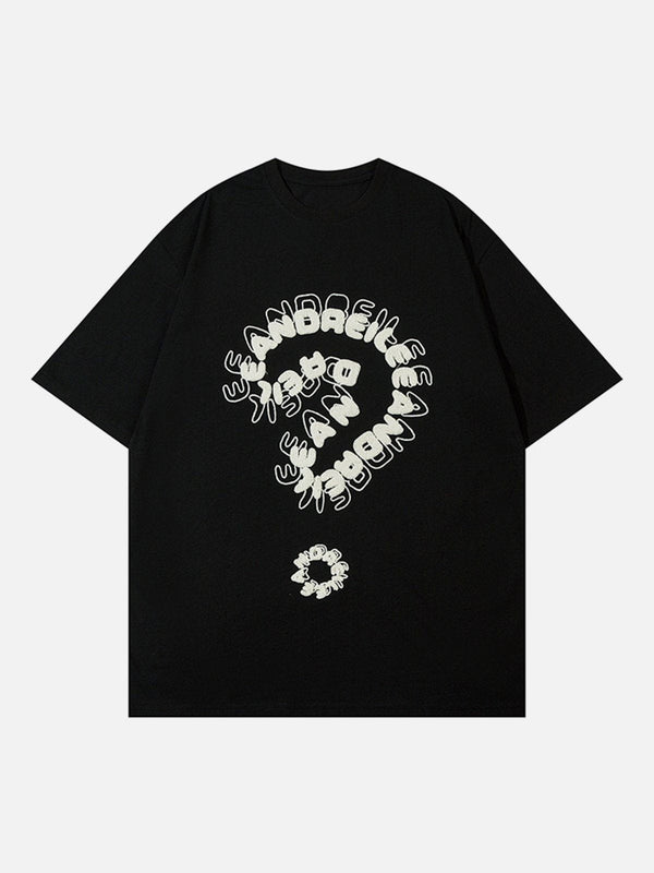 AlanBalen® - Towel Embroidery Question Mark Print Tee AlanBalen