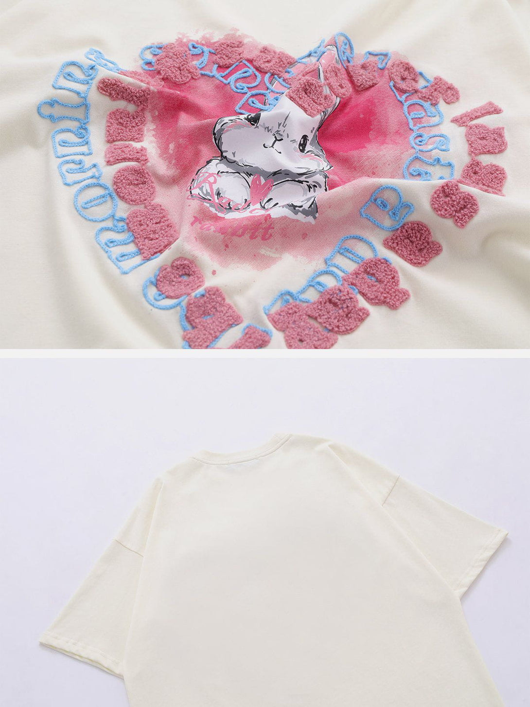 AlanBalen® - Towel Embroidery Rabbit Heart Element Tee AlanBalen