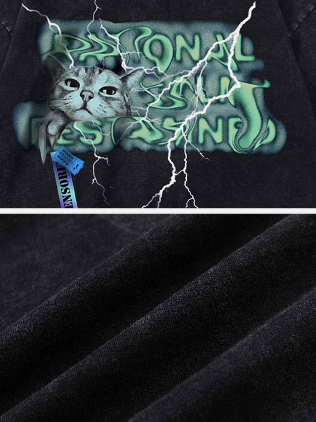 AlanBalen® - Twisted Alphabet Cat Print Hooded Tee AlanBalen