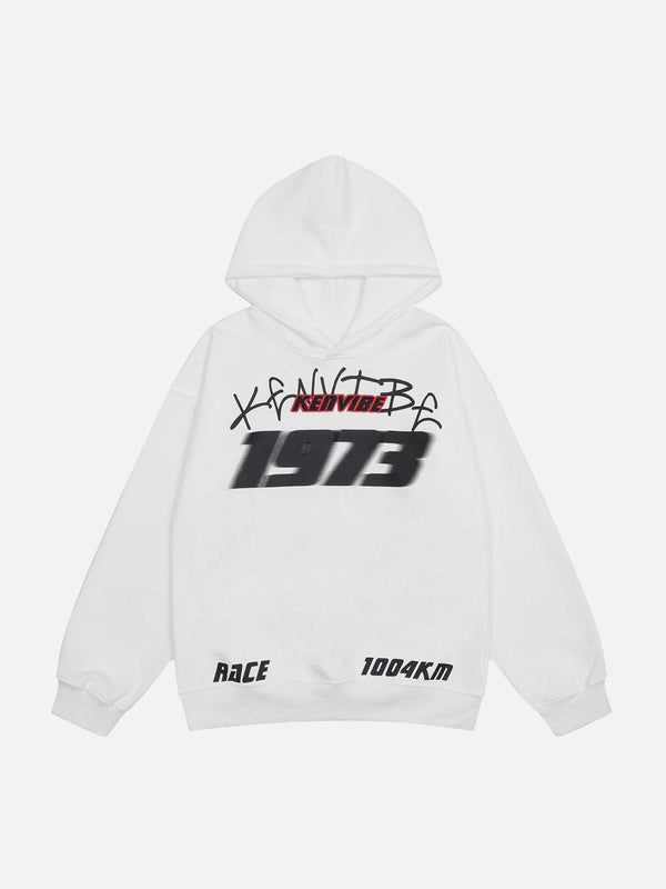 AlanBalen® - Vertigo Number Print Embroidered Hoodie AlanBalen