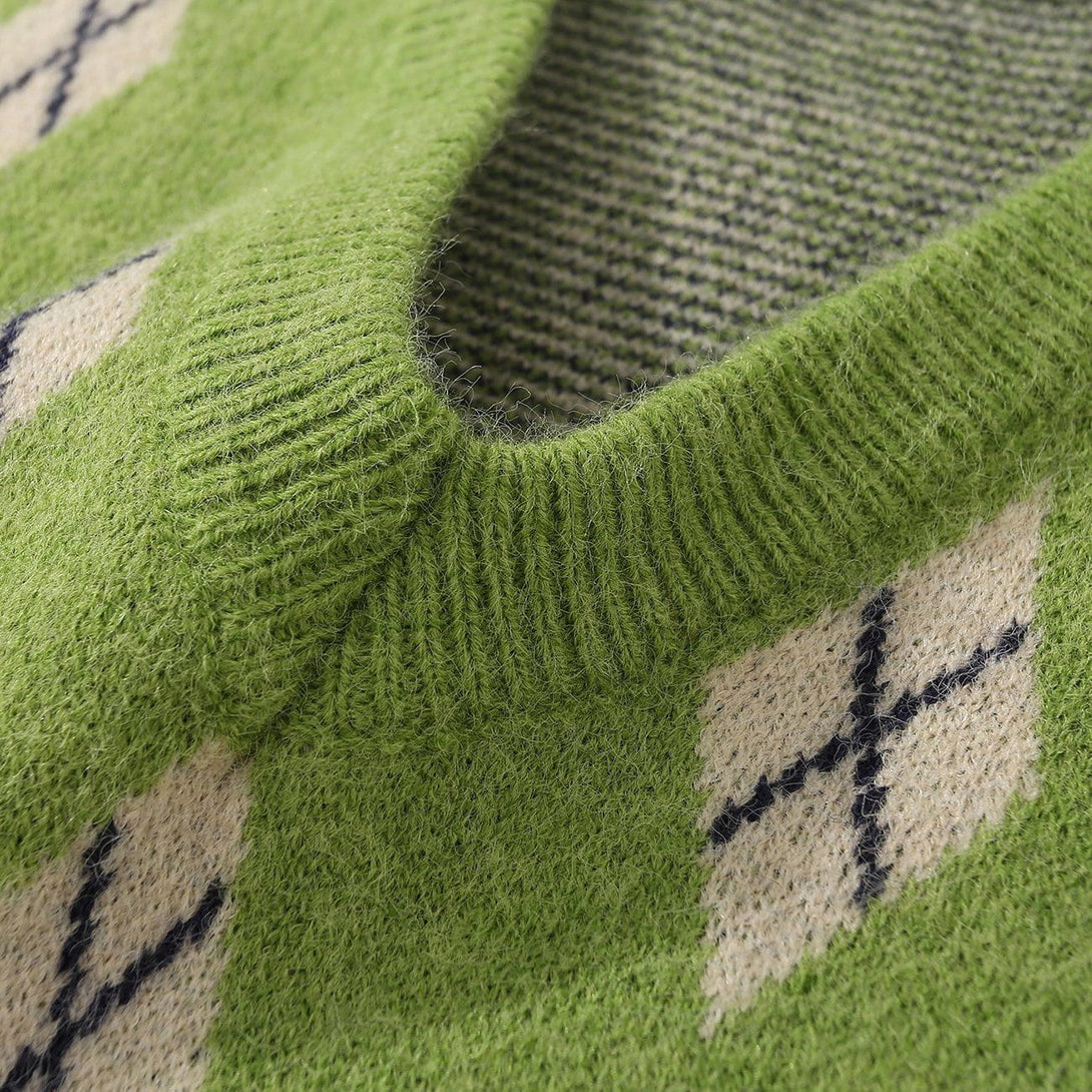 AlanBalen® - Vintage Diamond Pattern Knit Sweater Vest AlanBalen