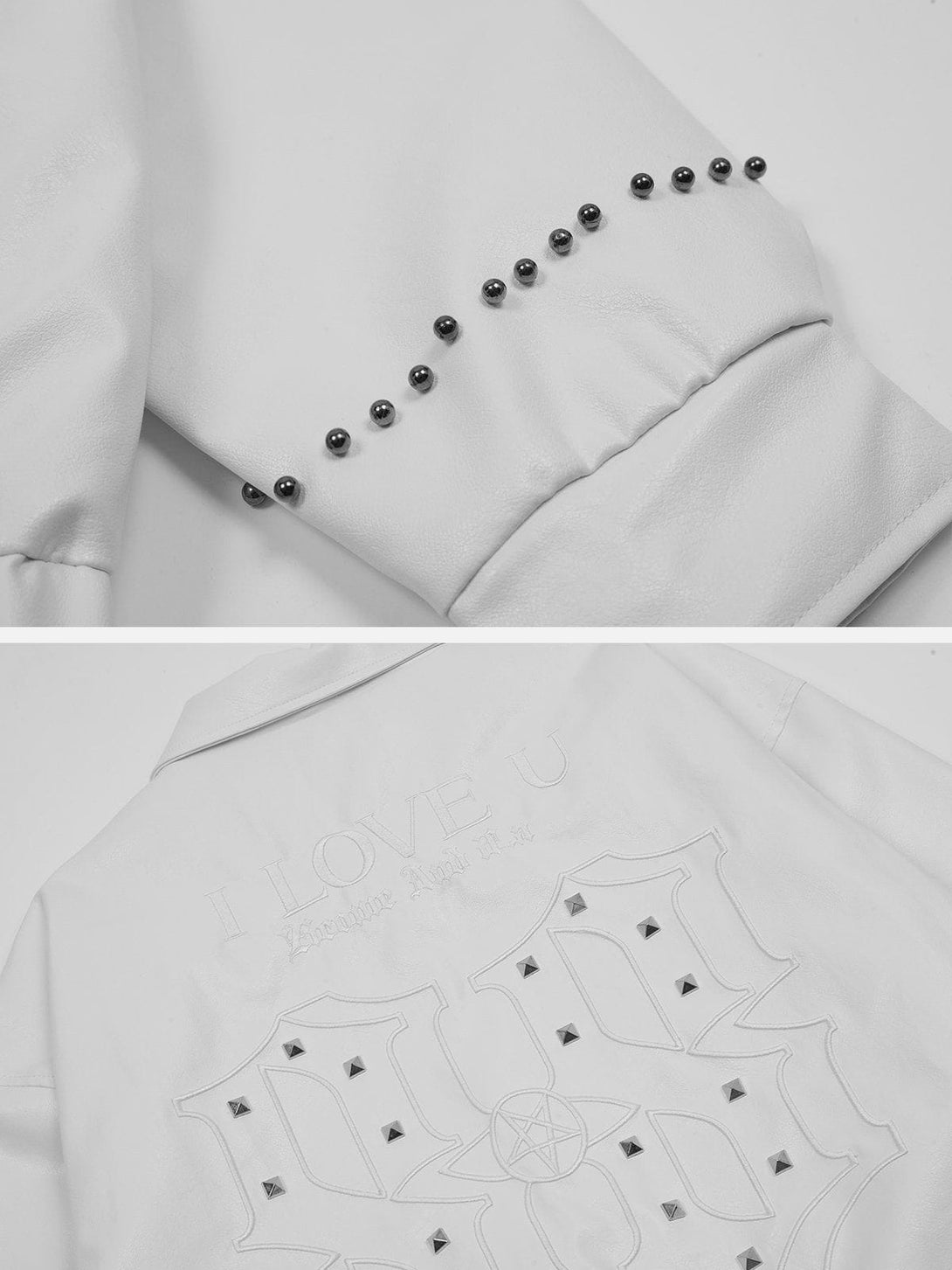 AlanBalen® - Vintage Embroidered Studded PU Jacket AlanBalen
