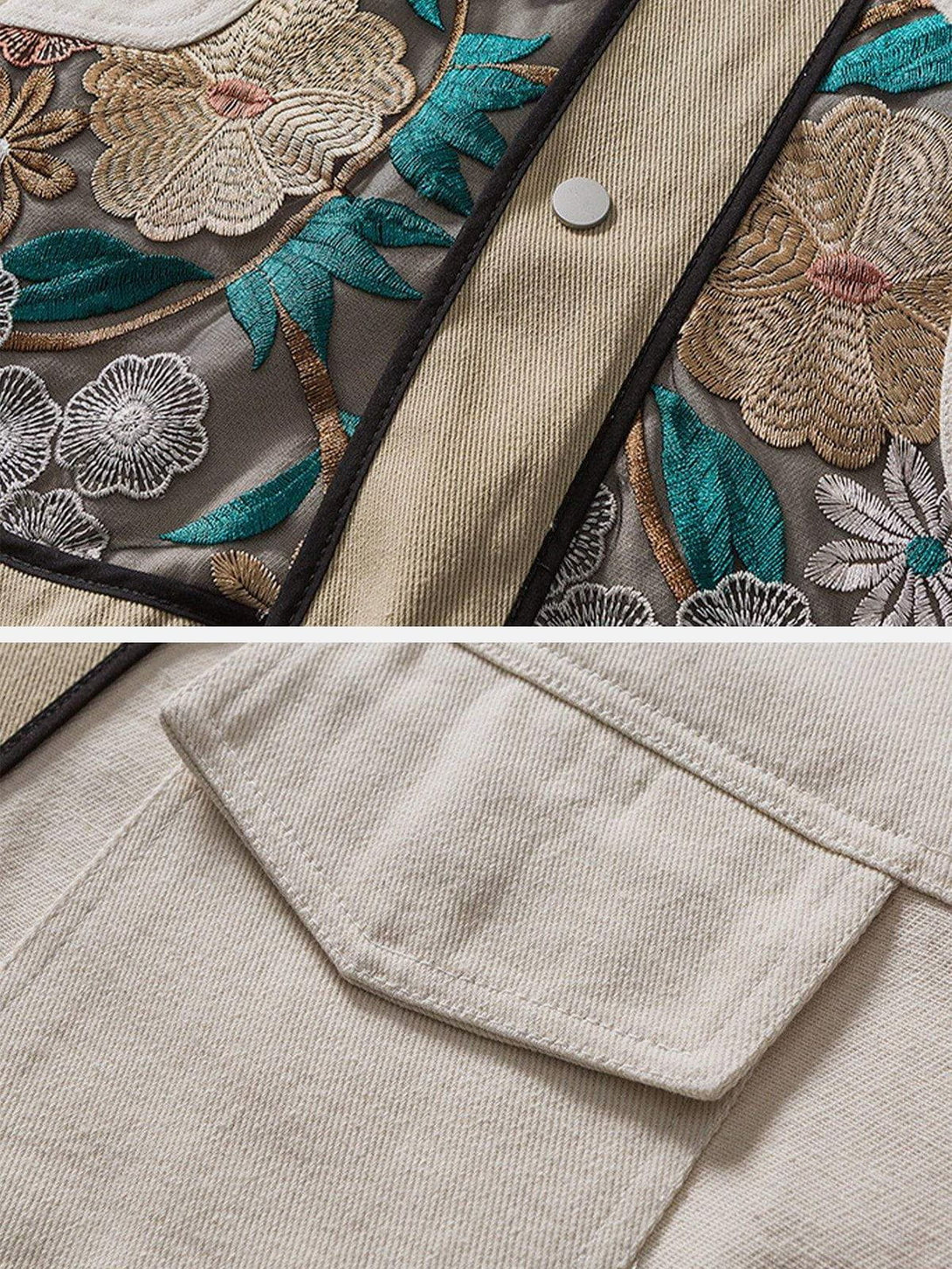 AlanBalen® - Vintage Flower Embroidery Stitching Jacket AlanBalen