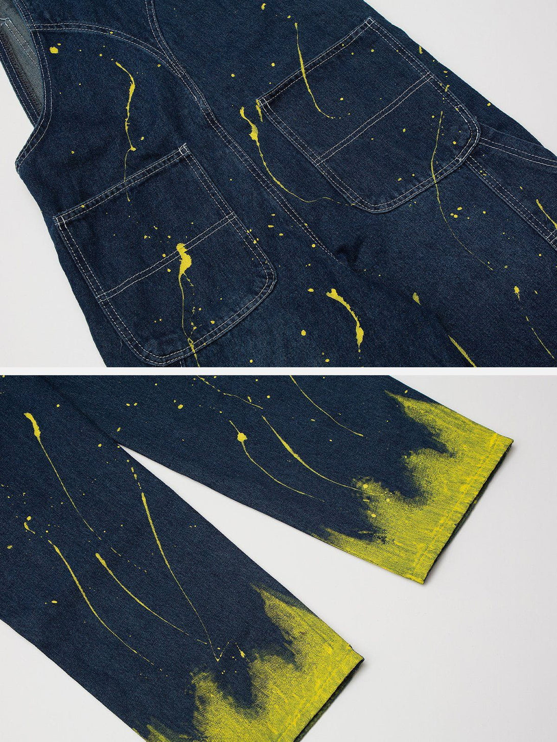 AlanBalen® - Vintage Loose Splash Ink Suspender Jeans AlanBalen