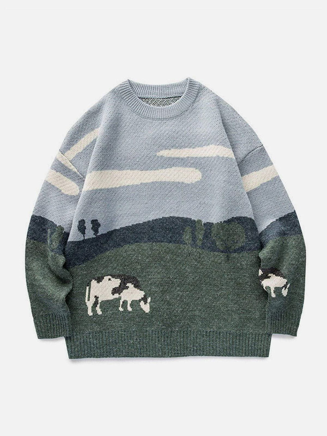 AlanBalen® - Vintage Prairie Cow Pattern Streetwear Sweater AlanBalen