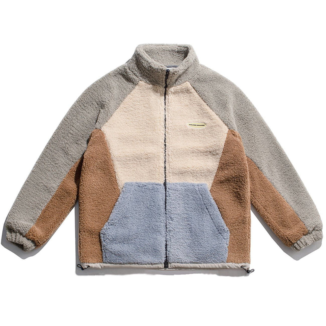 AlanBalen® - Vintage Pure Color Stitching Sherpa Coat AlanBalen