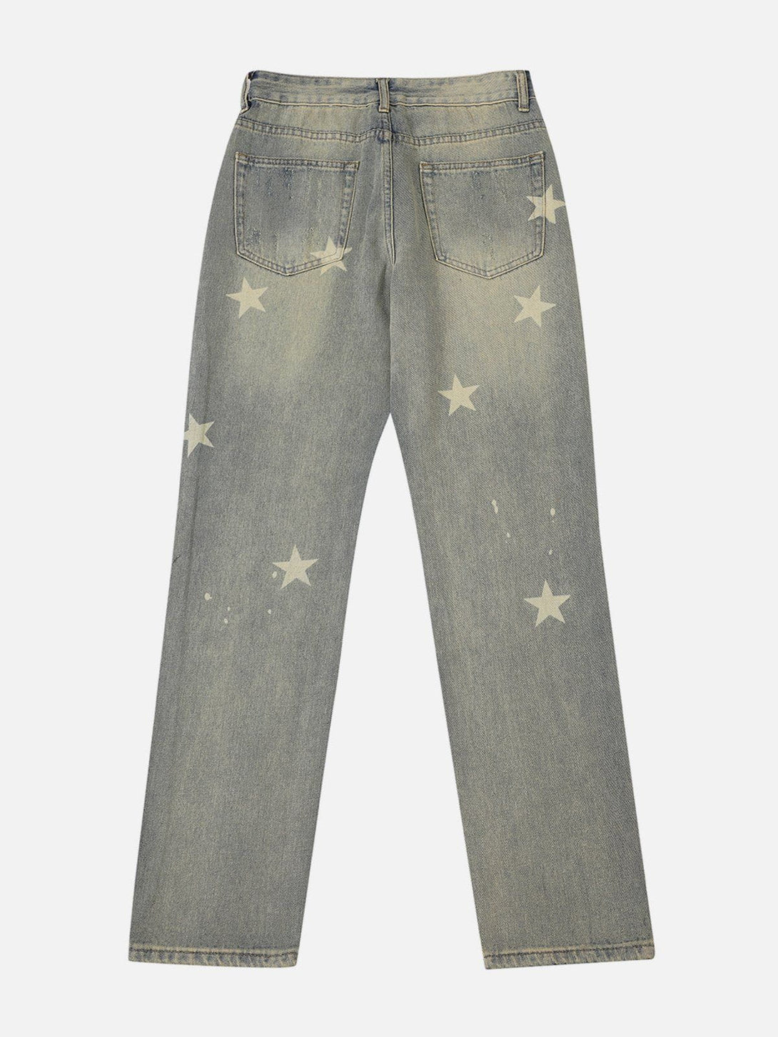 AlanBalen® - Vintage Wash Distressed Star Print Jeans AlanBalen