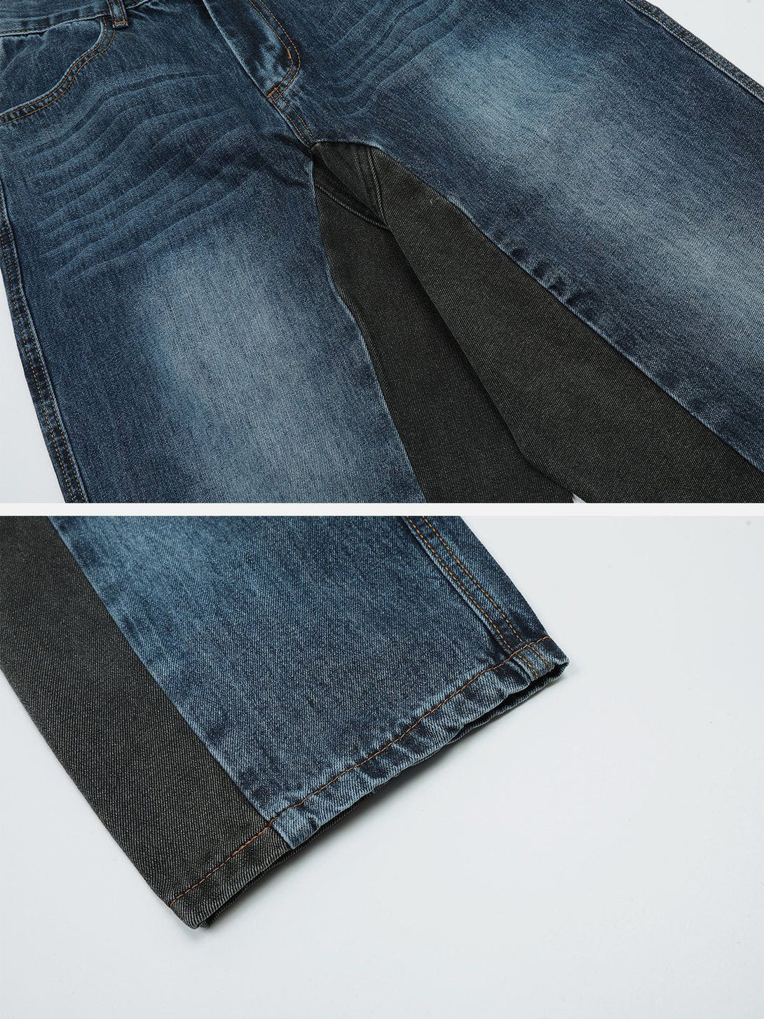 AlanBalen® - Vintage Wash Patchwork Jeans AlanBalen