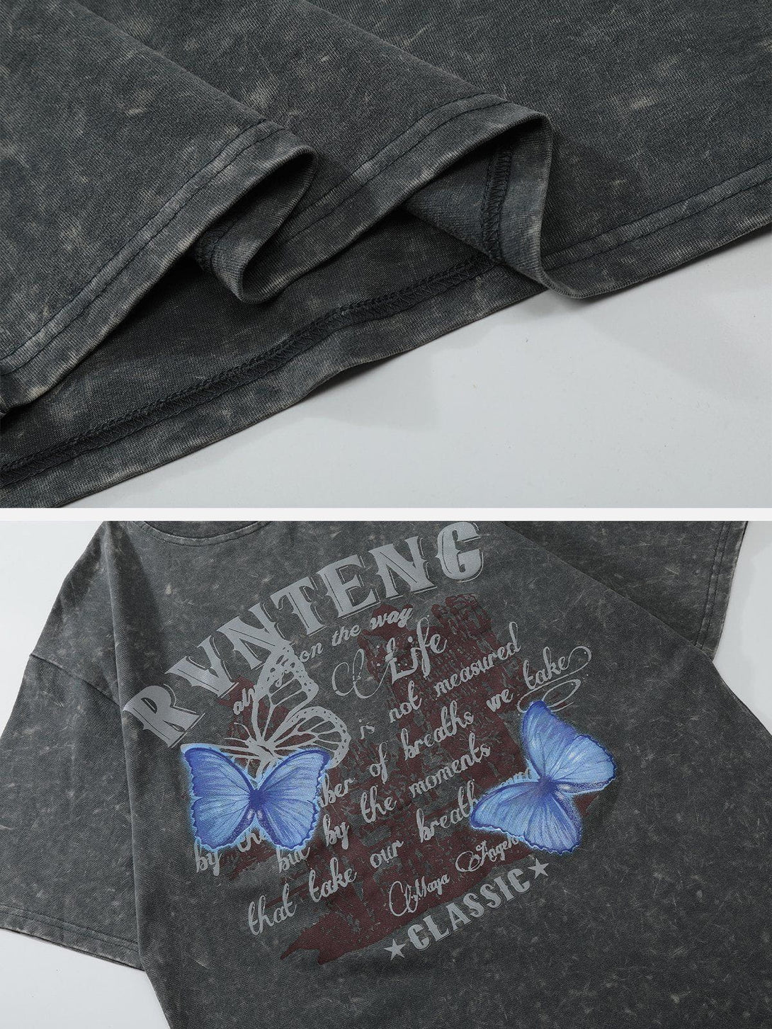 AlanBalen® - Washed Butterfly Letter Print Tee AlanBalen