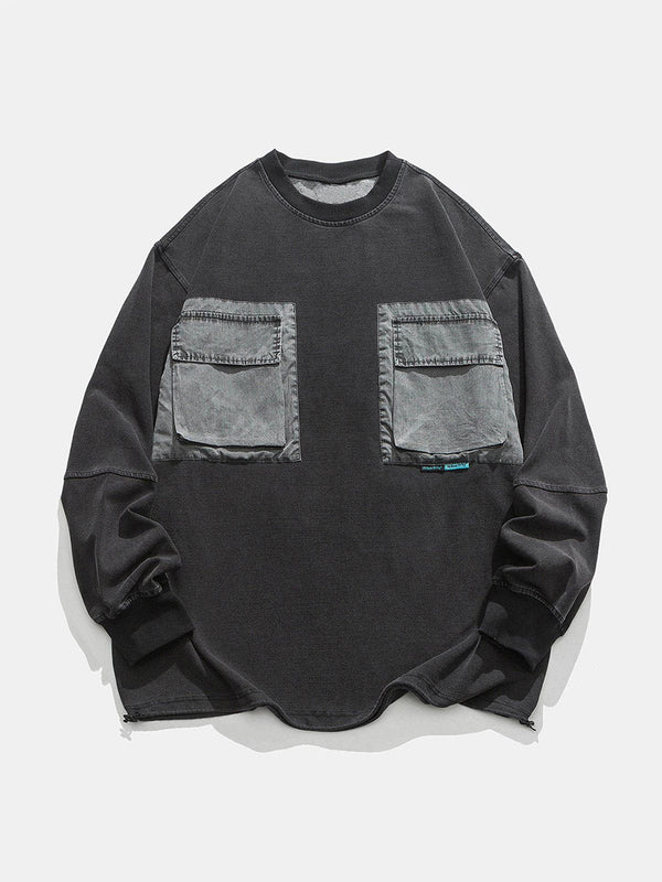 AlanBalen® - Washed Patch Large Pocket Sweatshirt AlanBalen