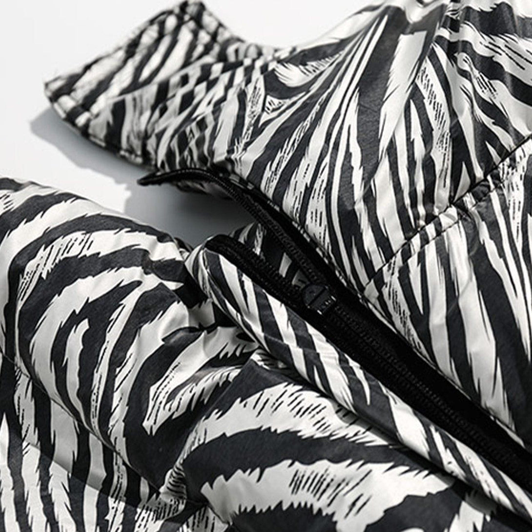 AlanBalen® - Zebra Pattern Hooded Puffer Jacket AlanBalen