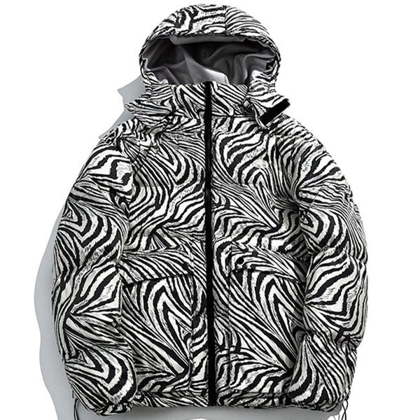 AlanBalen® - Zebra Pattern Hooded Puffer Jacket AlanBalen