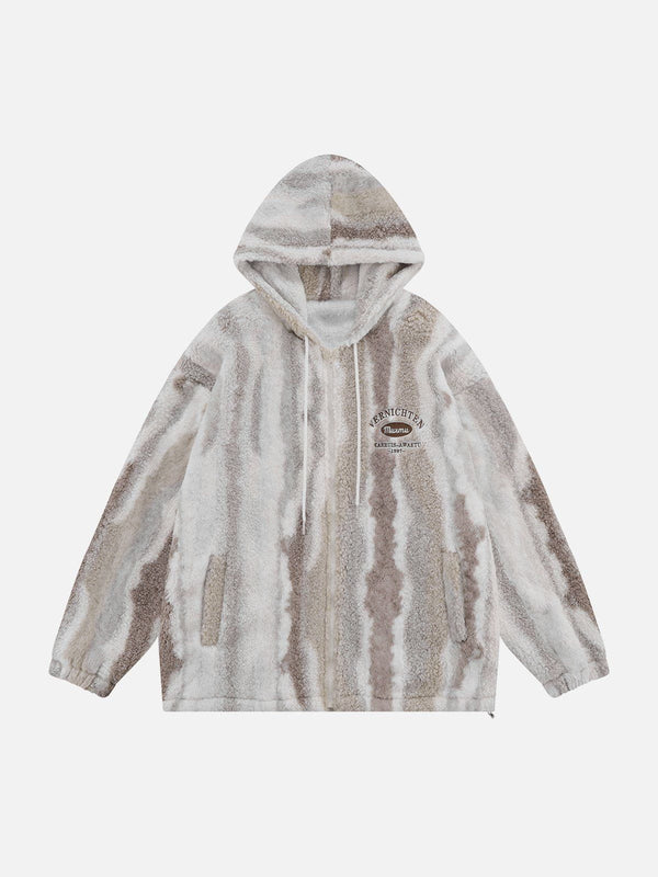 AlanBalen® - Zebra Print Sherpa Hooded Winter Coat AlanBalen