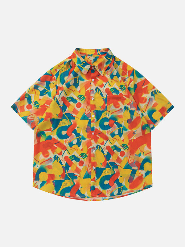 AlanBalen® - All-over Print Graffiti Short Sleeve Shirts AlanBalen