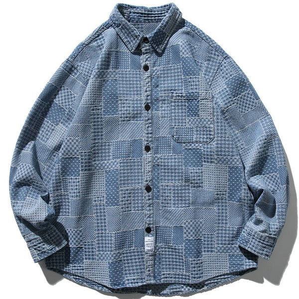 AlanBalen® - Bump Check Pattern Long Sleeve Shirt AlanBalen