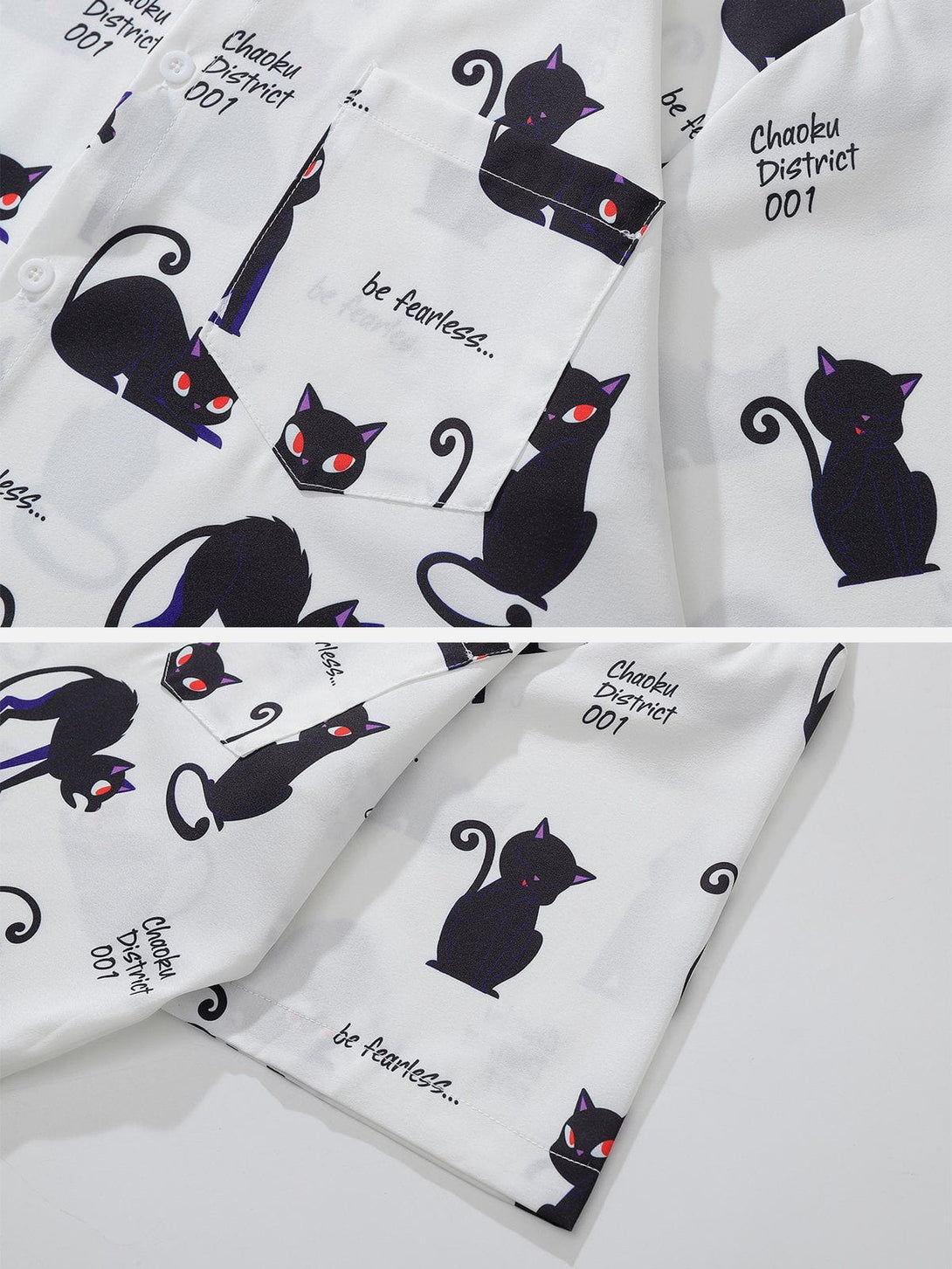 AlanBalen® - Cartoon Cat Print Short Sleeve Shirts AlanBalen