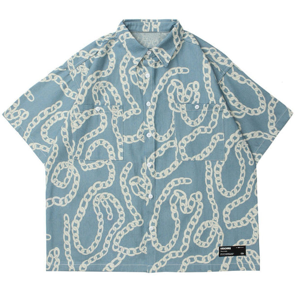 AlanBalen® - Chain Pattern Full Print Short Sleeve Shirt AlanBalen