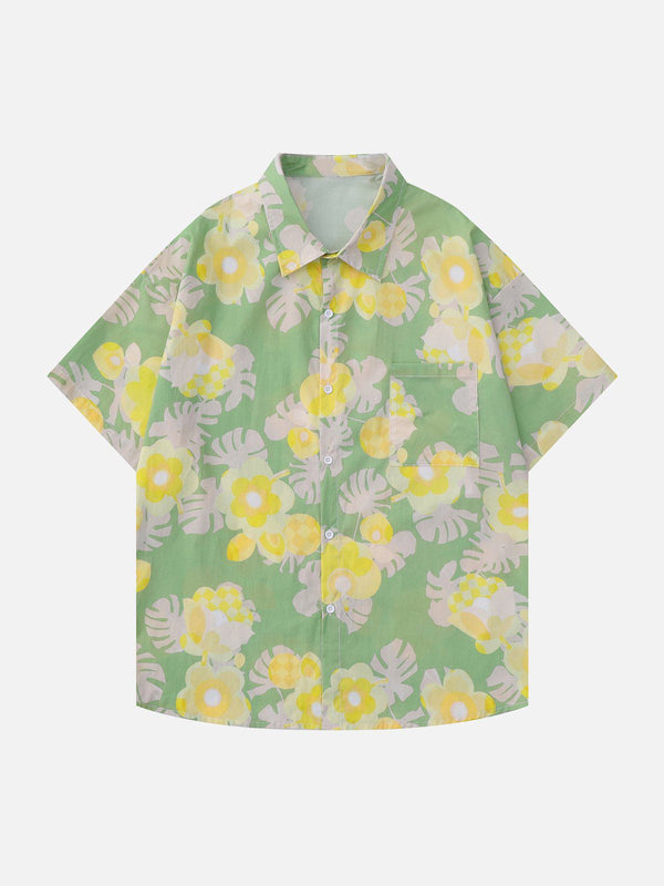 AlanBalen® - Clashing Floral Print Short Sleeve Shirts AlanBalen