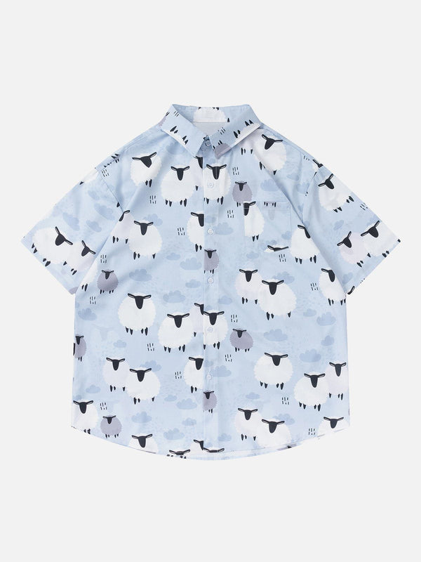 AlanBalen® - Doodle Lamb Short Sleeve Shirt AlanBalen