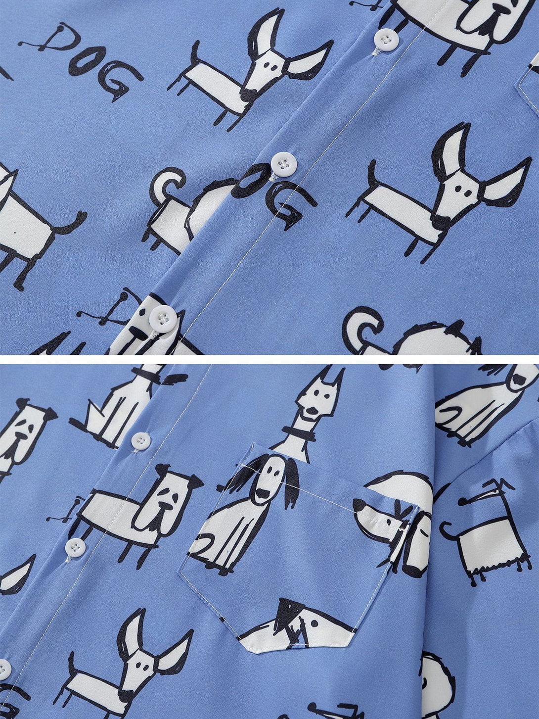 AlanBalen® - Doodle Puppy Print Short Sleeve Shirts AlanBalen