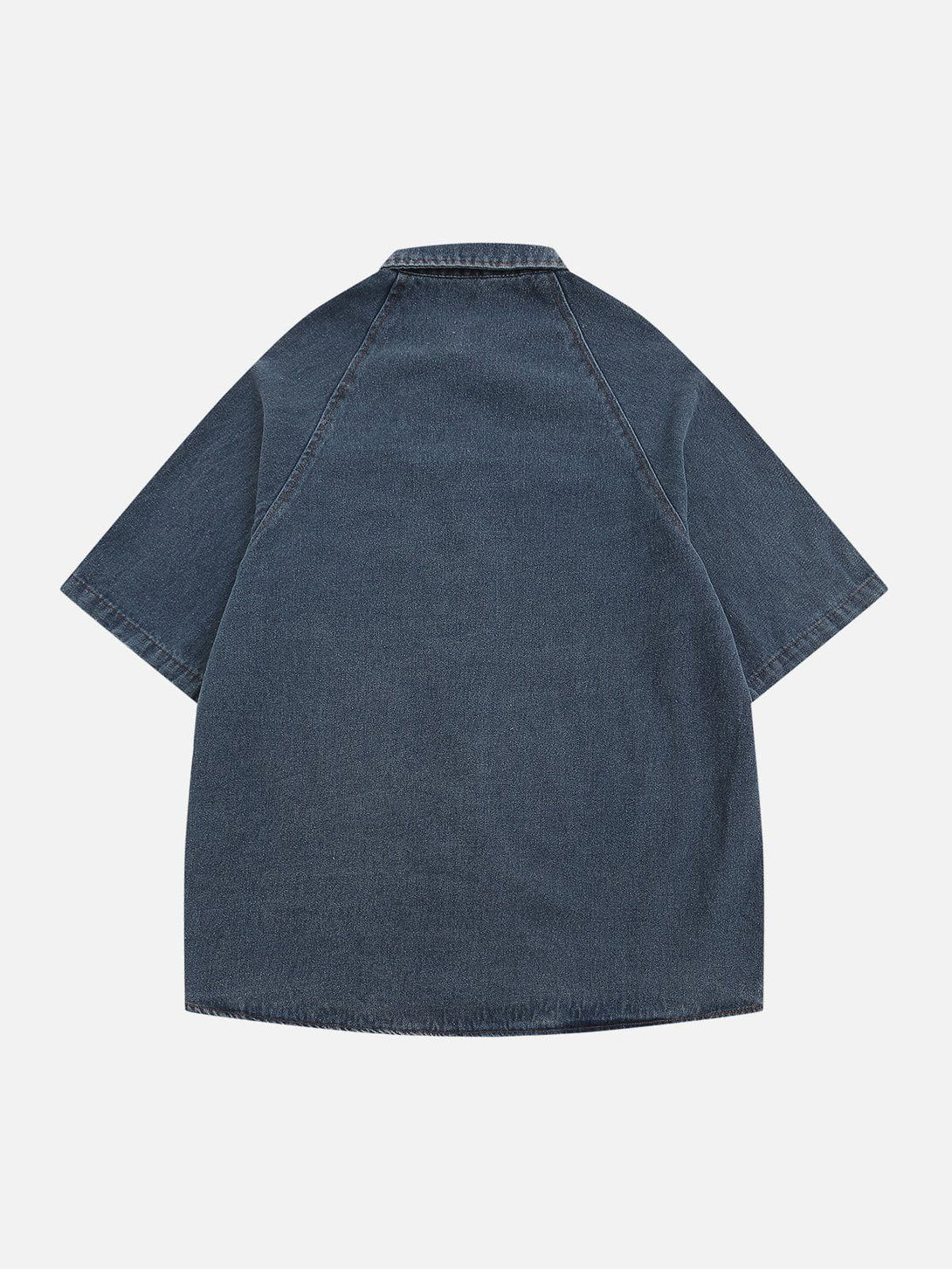 AlanBalen® - Embroidered Letter Denim Short Sleeve Shirts AlanBalen