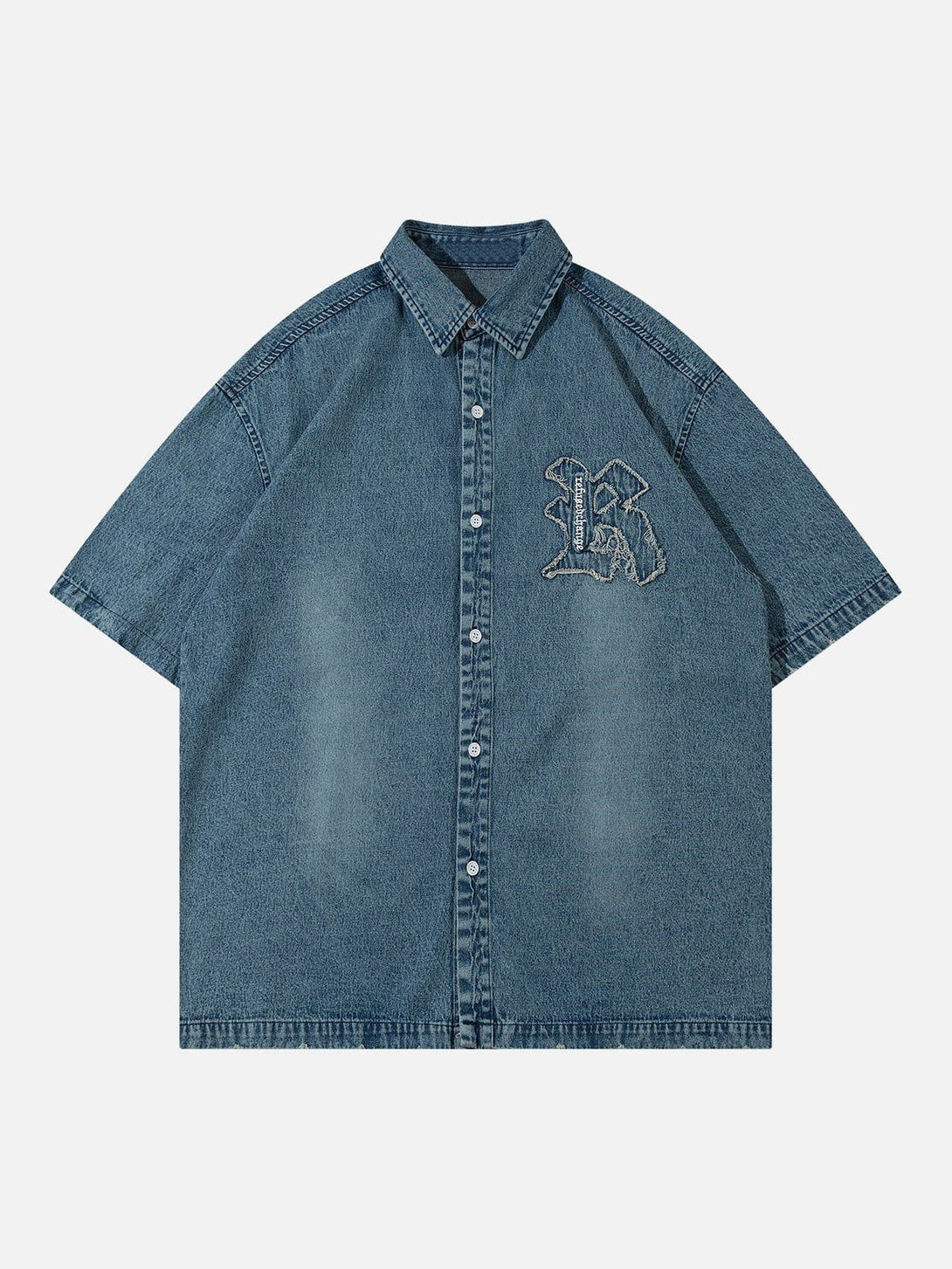 AlanBalen® - Embroidery Denim Short Sleeve Shirts AlanBalen