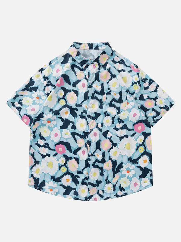 AlanBalen® - Flower All-over Print Short Sleeve Shirts AlanBalen