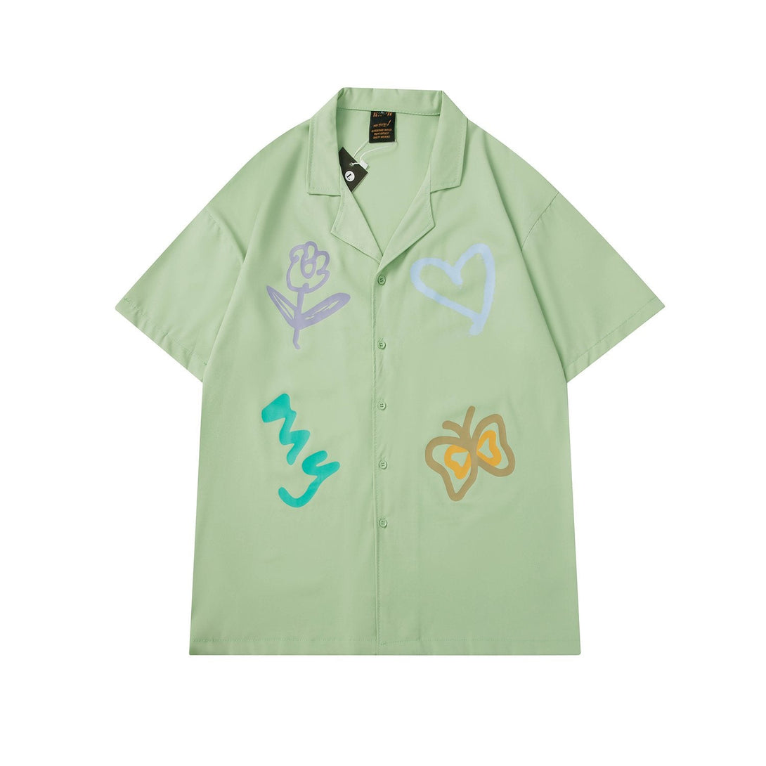 AlanBalen® - Flower Butterfly Short Sleeve Shirt AlanBalen