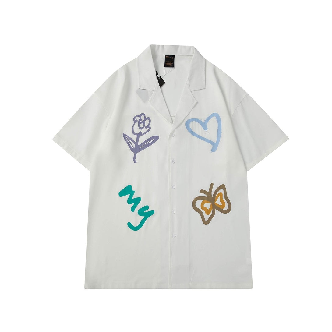 AlanBalen® - Flower Butterfly Short Sleeve Shirt AlanBalen