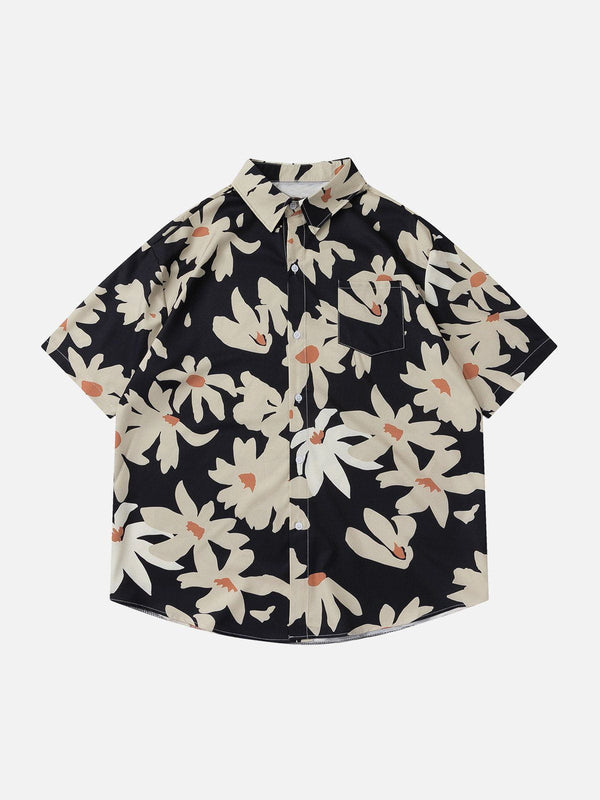 AlanBalen® - Flowers Print Short Sleeve Shirt AlanBalen