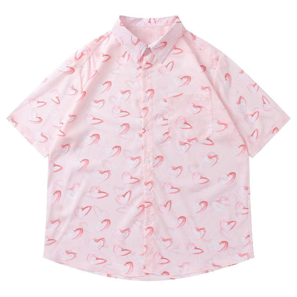 AlanBalen® - Full Heart Print Short Sleeve Shirt AlanBalen