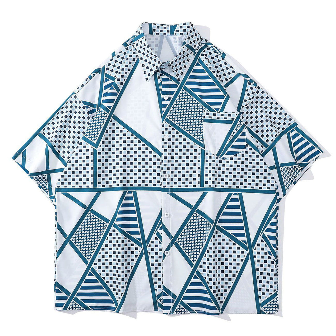 AlanBalen® - Geometric Figure Short Sleeve Shirt AlanBalen