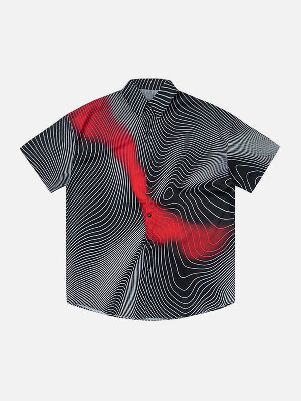 AlanBalen® - Gradient Psychedelic Line Short Sleeve Shirt AlanBalen